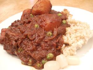 Japanese beef curry with brown rice and rakkyou Japanese beef curry with brown rice and rakkyou