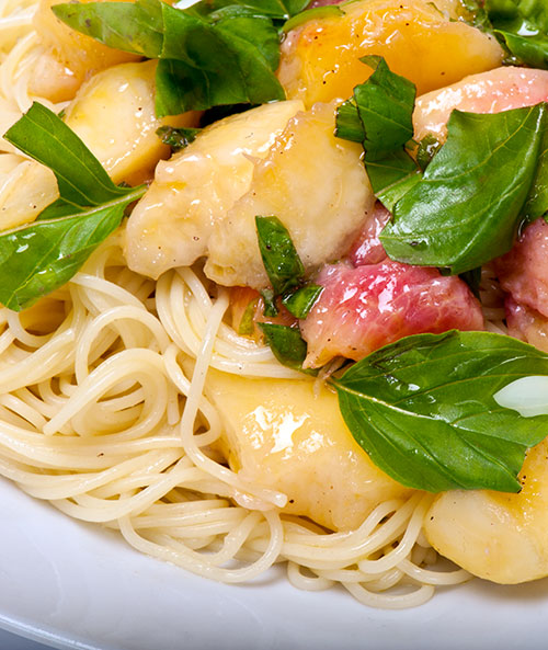 IMG: peach pasta with basil